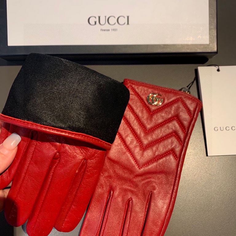 2023 new Gucci curve new exclusive first   touch screen women's gloves Gucci Gucci [original quality] official website synchronization women's new high-grade sheepskin gloves    goddess preferred can not be missed    hun