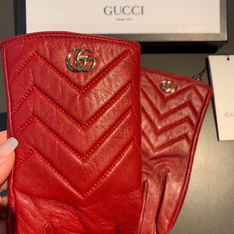 2023 new Gucci curve new exclusive first   touch screen women's gloves Gucci Gucci [original quality] official website synchronization women's new high-grade sheepskin gloves    goddess preferred can not be missed    hun