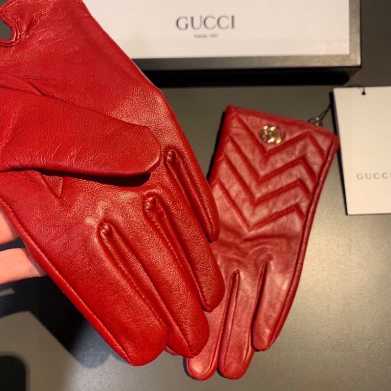 2023 new Gucci curve new exclusive first   touch screen women's gloves Gucci Gucci [original quality] official website synchronization women's new high-grade sheepskin gloves    goddess preferred can not be missed    hun