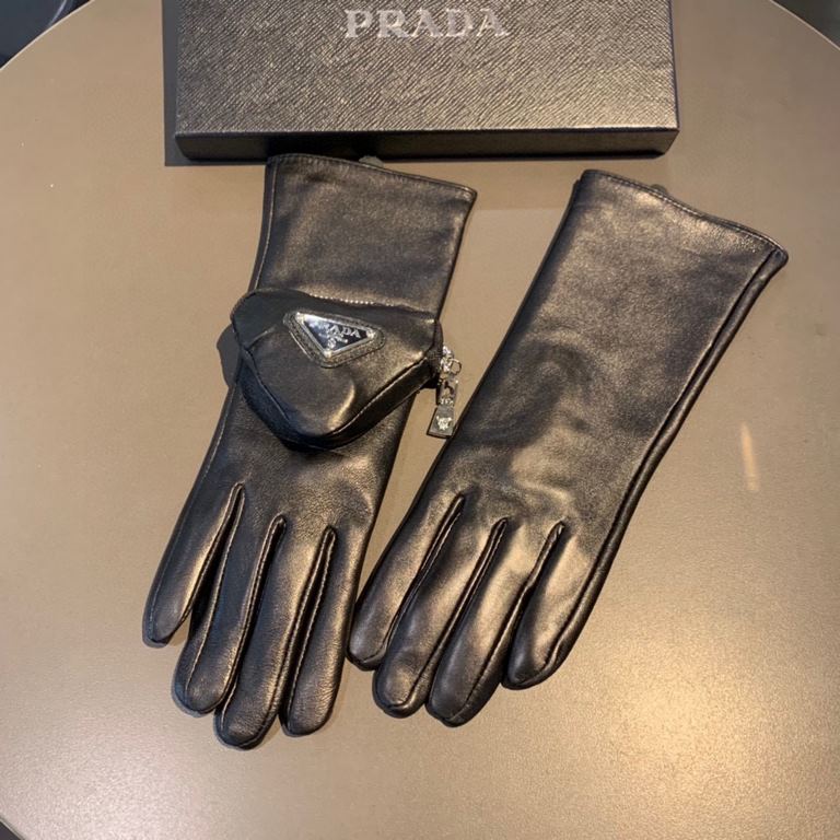 With packaging2022 new exclusive first  touch screen gloves   Prada in the opening gloves [original quality] official synchronization of the official website women's new high-grade sheepskin gloves    goddesses preferred