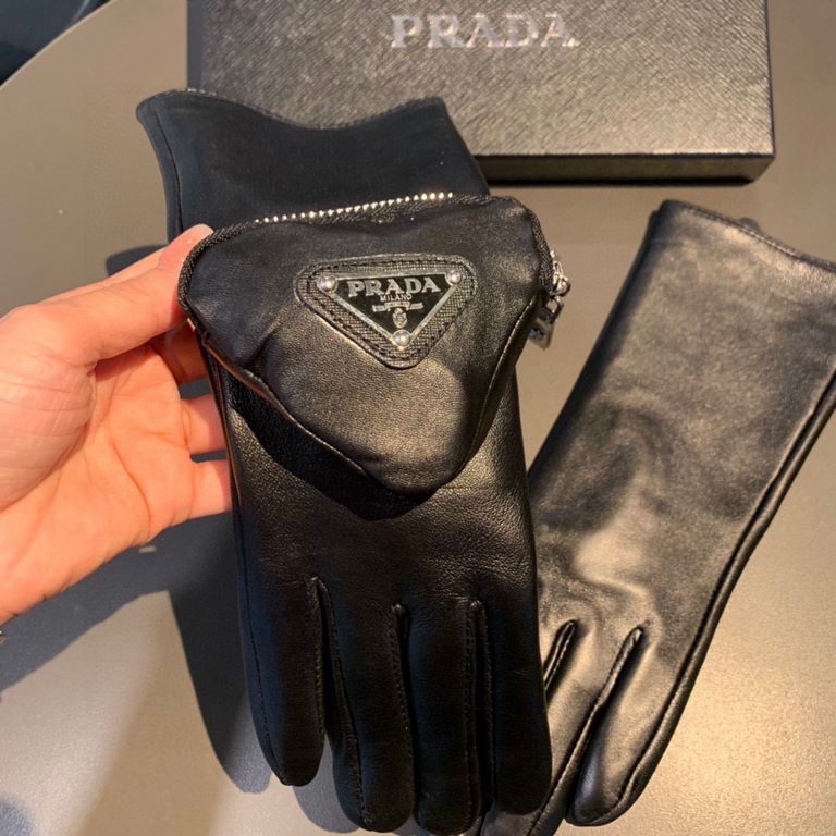 With packaging2022 new exclusive first  touch screen gloves   Prada in the opening gloves [original quality] official synchronization of the official website women's new high-grade sheepskin gloves    goddesses preferred