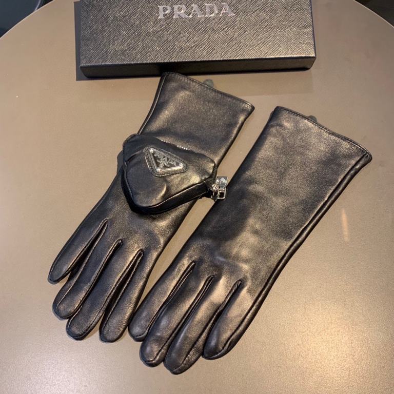 With packaging2022 new exclusive first  touch screen gloves   Prada in the opening gloves [original quality] official synchronization of the official website women's new high-grade sheepskin gloves    goddesses preferred