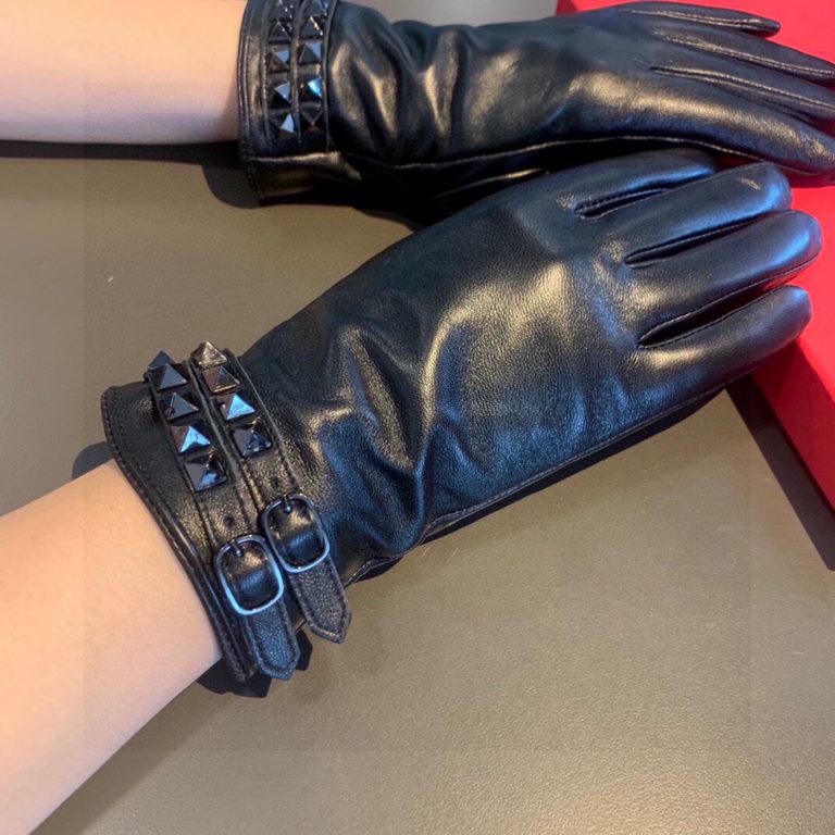 2023 new exclusive first  Valentino VALENTINO long touch screen women's gloves [original quality] official website synchronization Ms. new high-grade sheepskin gloves    goddess preferred can not be missed               