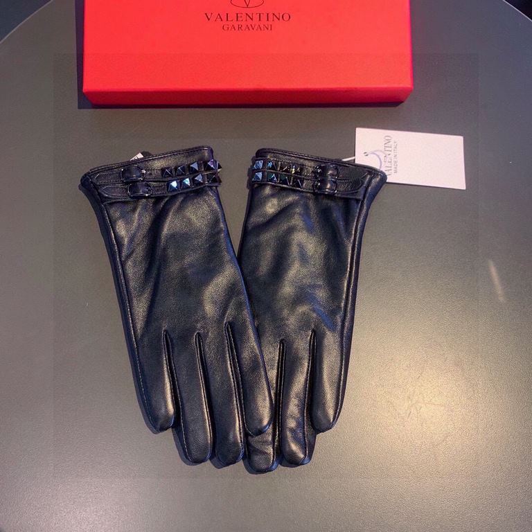 2023 new exclusive first  Valentino VALENTINO long touch screen women's gloves [original quality] official website synchronization Ms. new high-grade sheepskin gloves    goddess preferred can not be missed               