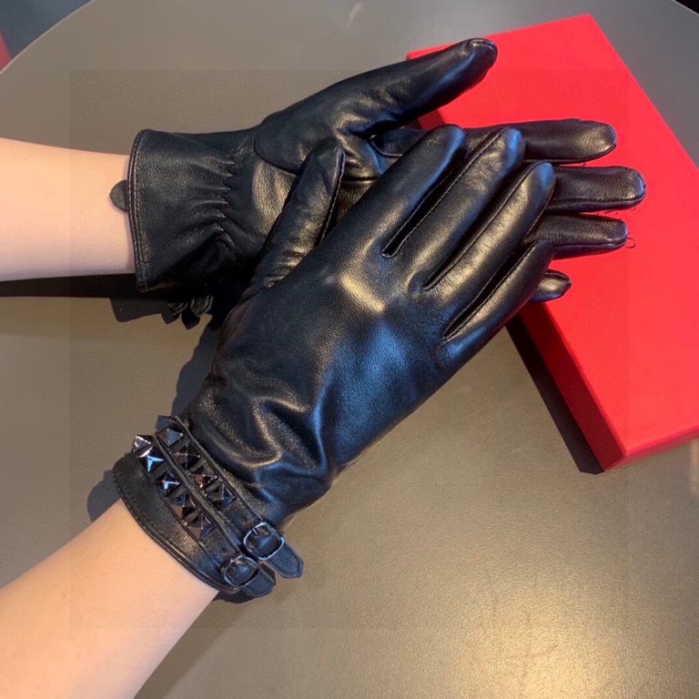 2023 new exclusive first  Valentino VALENTINO long touch screen women's gloves [original quality] official website synchronization Ms. new high-grade sheepskin gloves    goddess preferred can not be missed               