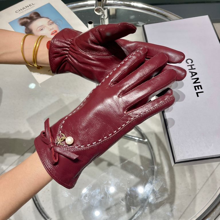 Chanel new women's gloves first-class sheepskin leather leather ultra-thin soft and comfortable show hand type    texture super groupSize M L