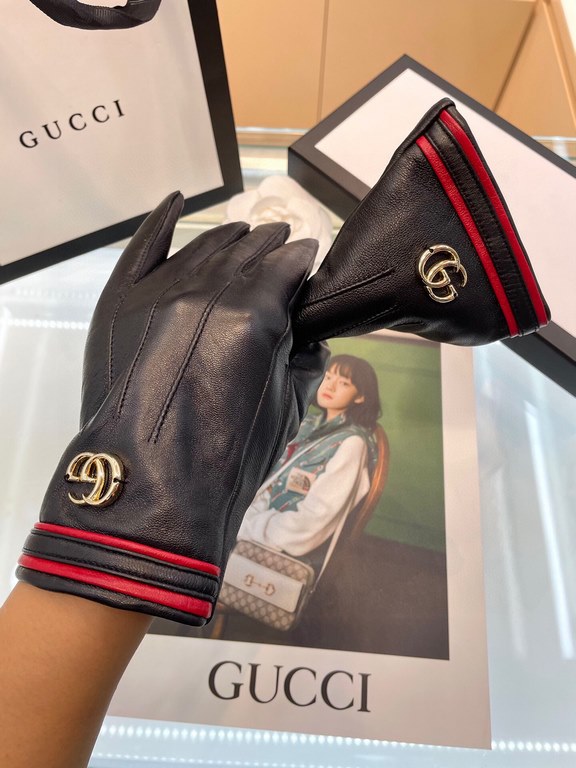 Gucci fall and winter women's gloves    domestic first-grade sheepskin leather ultra-thin soft and comfortable texture super group average size