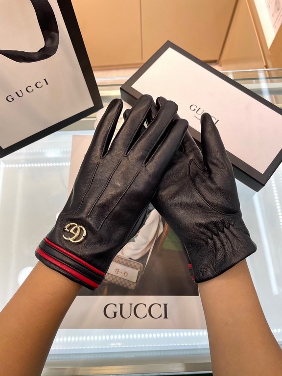 Gucci fall and winter women's gloves    domestic first-grade sheepskin leather ultra-thin soft and comfortable texture super group average size