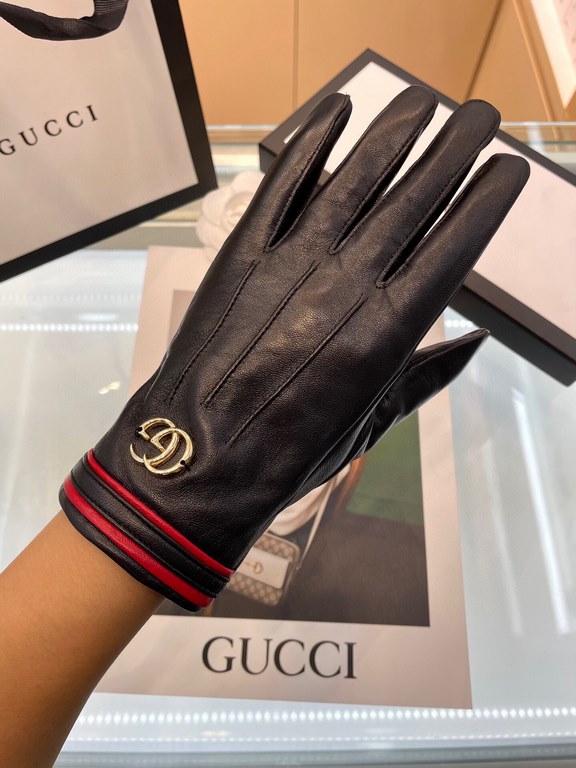 Gucci fall and winter women's gloves    domestic first-grade sheepskin leather ultra-thin soft and comfortable texture super group average size