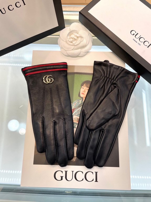 Gucci fall and winter women's gloves    domestic first-grade sheepskin leather ultra-thin soft and comfortable texture super group average size