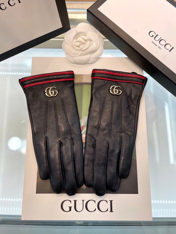 Gucci fall and winter women's gloves    domestic first-grade sheepskin leather ultra-thin soft and comfortable texture super group average size