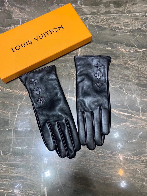 new exclusive first   embroidery touch screen women's gloves LV [original quality] official website synchronization Ms. new imported sheepskin gloves    goddess preferred can not be missed    100 percent selection of imp