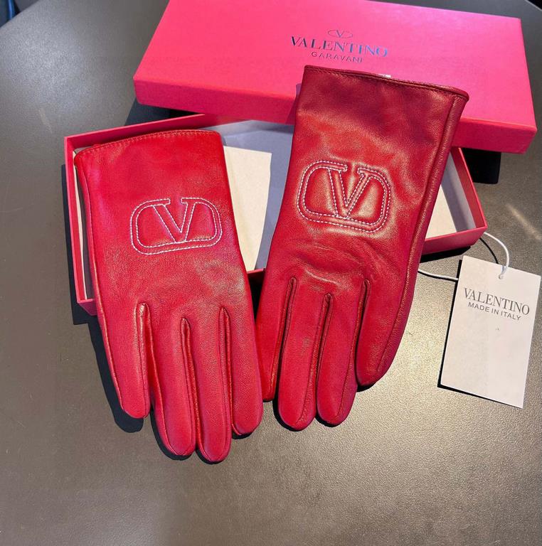 2023 new exclusive first  Valentino VALENTINO long touch screen women's gloves [original quality] official website synchronization Ms. new high-grade sheepskin gloves    goddess preferred can not be missed               