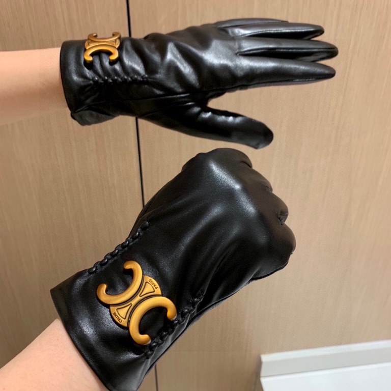 2023 new exclusive first   touch screen gloves CELINE CELINE (original quality) official website synchronization women's new high-grade sheepskin gloves    goddess preferred can not be missed    100 percent selection of 