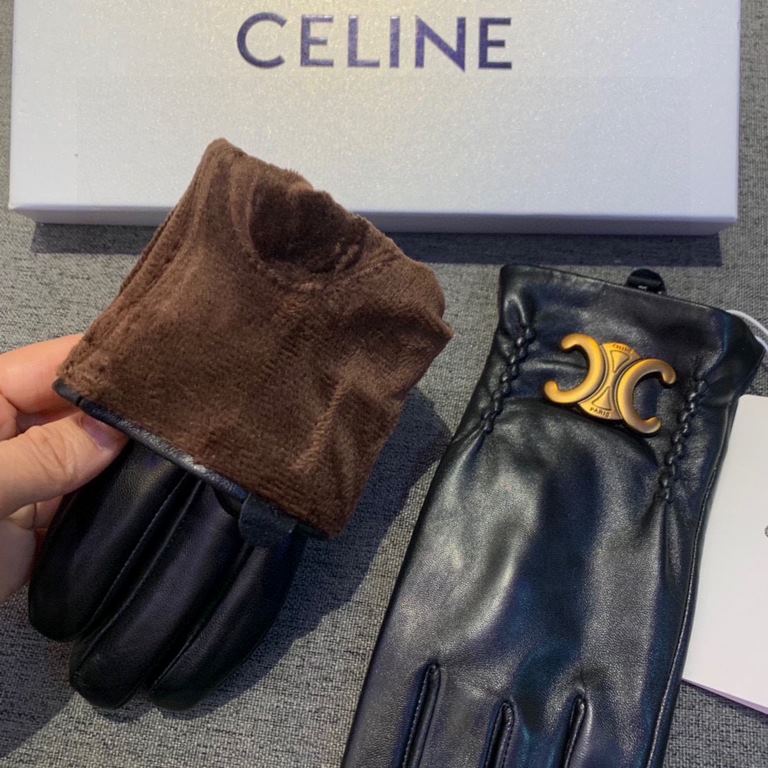 2023 new exclusive first   touch screen gloves CELINE CELINE (original quality) official website synchronization women's new high-grade sheepskin gloves    goddess preferred can not be missed    100 percent selection of 