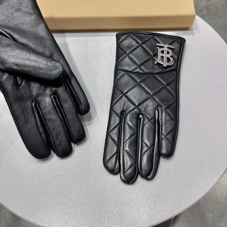 Burberry 2023 fall and winter new   [top original single] official website synchronization women's new high-grade sheepskin gloves     100% selection of imported lambskin lining cashmere warm and comfortable better Leath