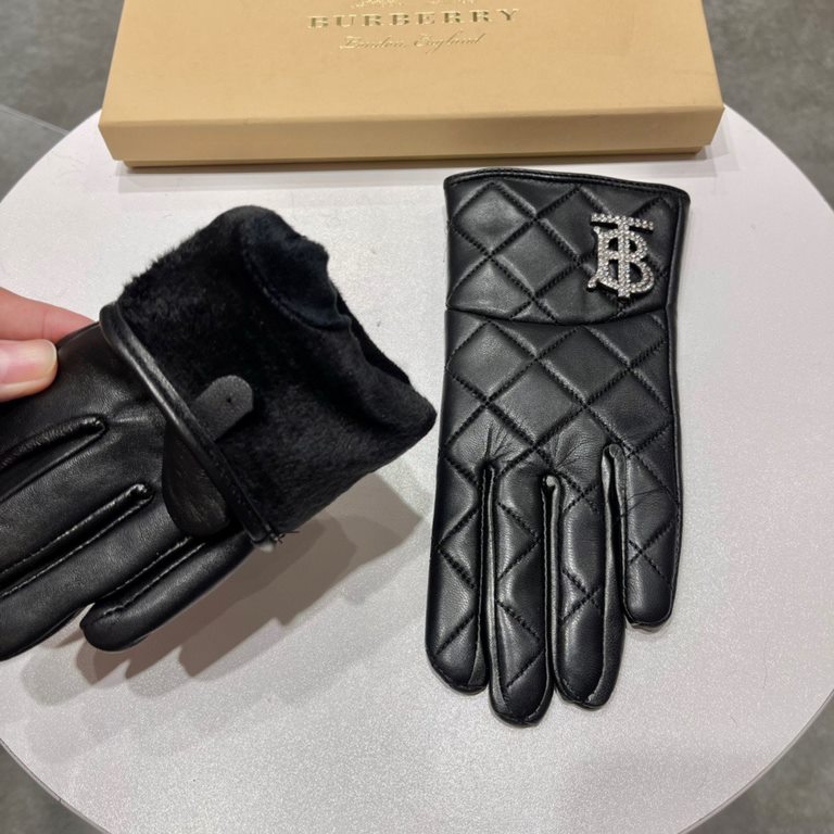 Burberry 2023 fall and winter new   [top original single] official website synchronization women's new high-grade sheepskin gloves     100% selection of imported lambskin lining cashmere warm and comfortable better Leath