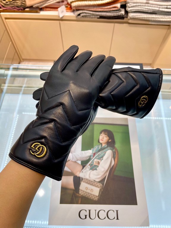 New exclusive first   Gucci GUCCI   [original quality] official website synchronization women's new high-grade sheepskin gloves    goddess preferred can not be missed    hundred percent selection of imported sheepskin Le