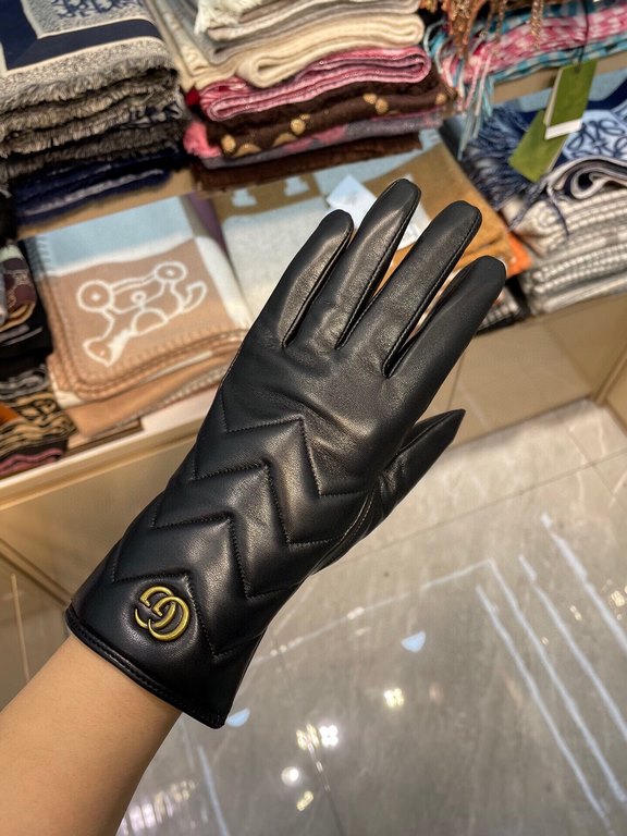 New exclusive first   Gucci GUCCI   [original quality] official website synchronization women's new high-grade sheepskin gloves    goddess preferred can not be missed    hundred percent selection of imported sheepskin Le