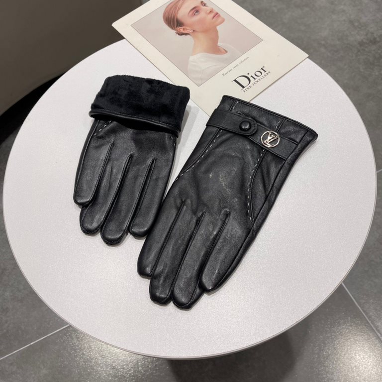 New exclusive first  touch screen gloves men's gloves LV Louis Vuitton men's [original quality] official website synchronization men's new high-grade sheepskin gloves    can not be missed    hundred percent of the select