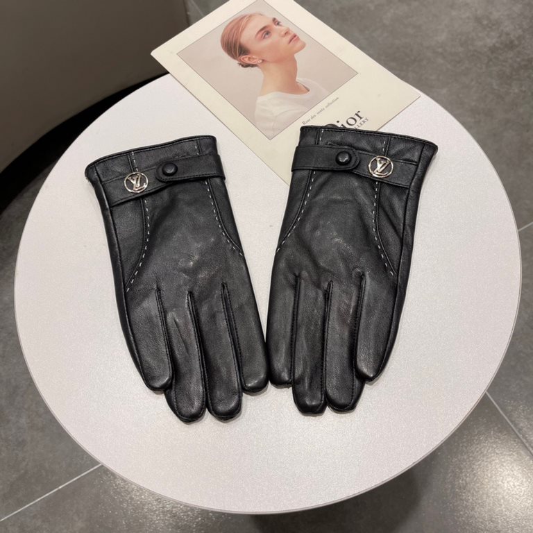 New exclusive first  touch screen gloves men's gloves LV Louis Vuitton men's [original quality] official website synchronization men's new high-grade sheepskin gloves    can not be missed    hundred percent of the select