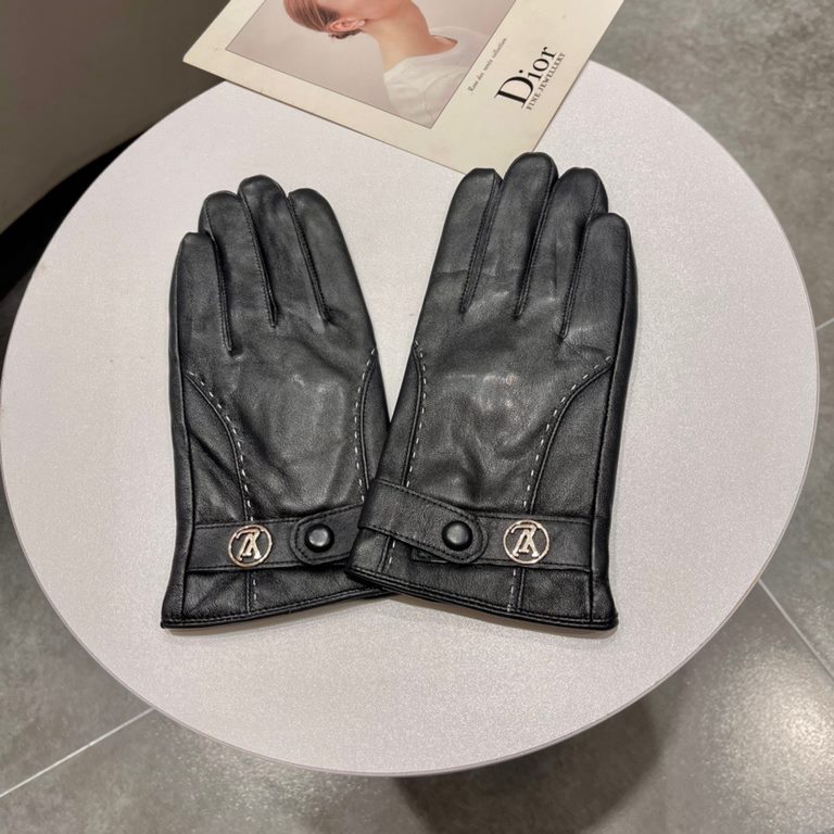 New exclusive first  touch screen gloves men's gloves LV Louis Vuitton men's [original quality] official website synchronization men's new high-grade sheepskin gloves    can not be missed    hundred percent of the select