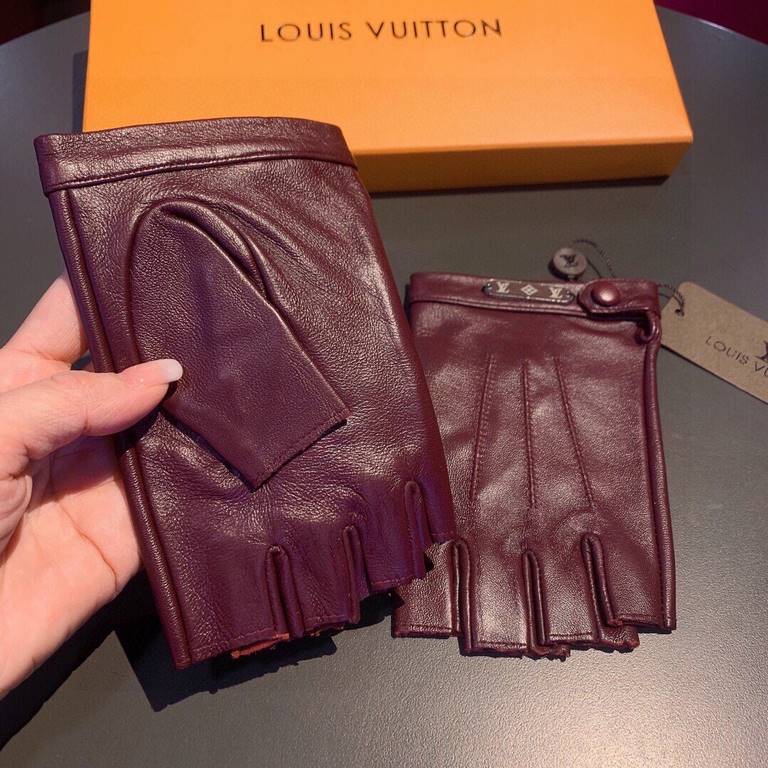 2022 LV new short gloves, fashion biker   gloves, fall and winter new cloth lining, fashion   on the hand super comfortable soft and versatile! Set beauty goddess must-have   with box   yardage ML