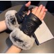 Chanel Chanel 2023 fall and winter short lazy rabbit hair ribbed gloves   worth comparing     the same paragraph different quality, kill the market poor product, imported a first-class sheepskin  lazy rabbit hair lining 