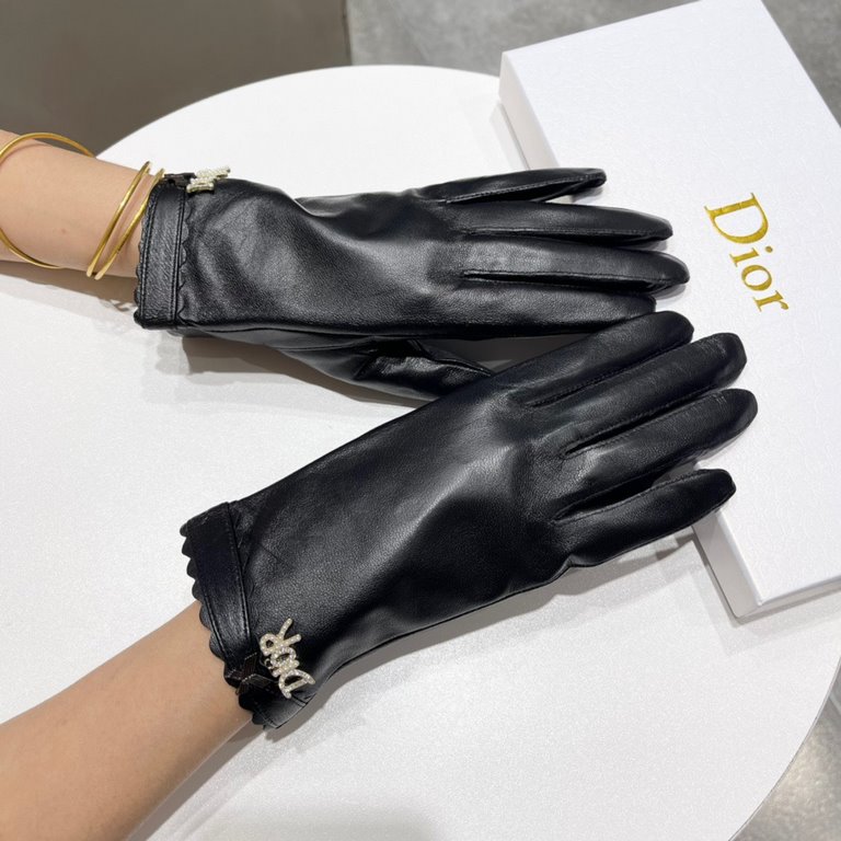 2023 new exclusive first   touch screen gloves Dior Dior [original quality] official website synchronization women's new high-grade sheepskin gloves    goddess preferred can not be missed    hundred percent selection of 