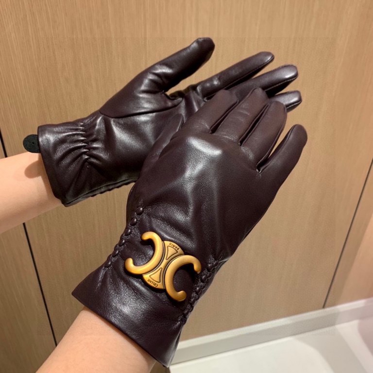 2023 new exclusive first   touch screen gloves CELINE CELINE (original quality) official website synchronization women's new high-grade sheepskin gloves    goddess preferred can not be missed    100 percent selection of 