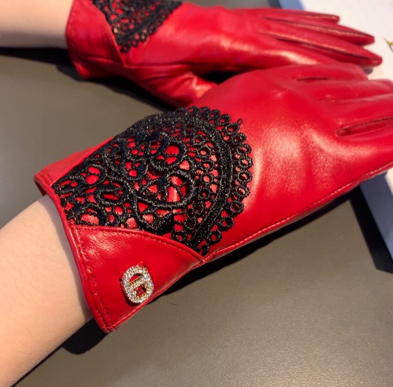 With packaging to run the volumeNew exclusive first   touch screen gloves Dior Dior lace lace   touch screen gloves (original quality) official website synchronization women's new high-grade sheepskin gloves    goddesses