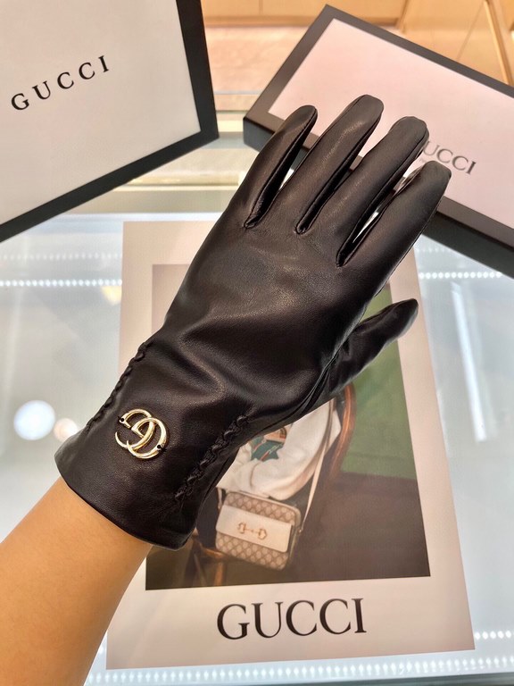 Gucci fall and winter women's gloves    domestic first-grade sheepskin leather ultra-thin soft and comfortable texture super group average size