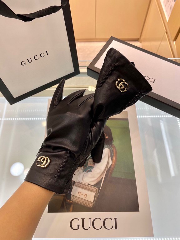 Gucci fall and winter women's gloves    domestic first-grade sheepskin leather ultra-thin soft and comfortable texture super group average size