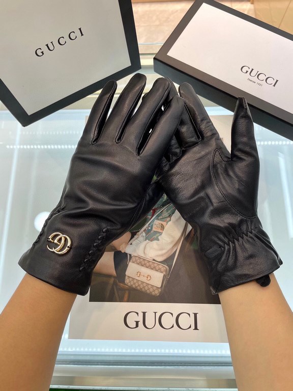 Gucci fall and winter women's gloves    domestic first-grade sheepskin leather ultra-thin soft and comfortable texture super group average size