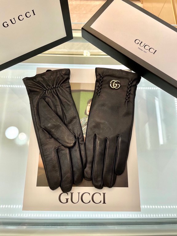 Gucci fall and winter women's gloves    domestic first-grade sheepskin leather ultra-thin soft and comfortable texture super group average size