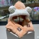 FENDL Fendi winter faux rabbit hair hat scarf gloves all-in-one three-piece female cute plush scarf hooded warm set tide