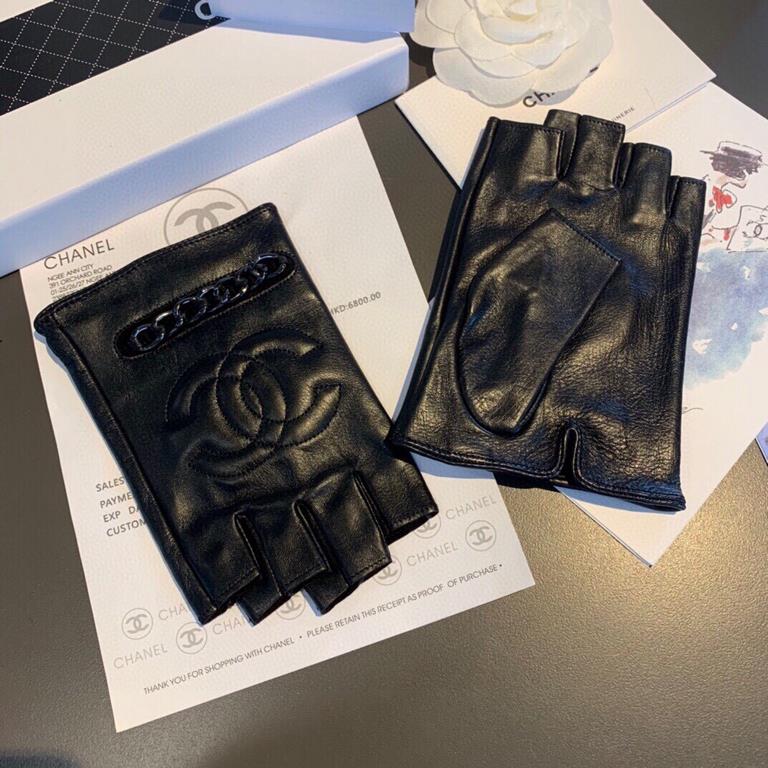 Chanel Chanel   European new    [top original single] women's high-grade half-finger gloves     hundred percent selection of imported sheepskin Chanel imperial sheepskin Leather smooth and delicate soft hand feel first-c