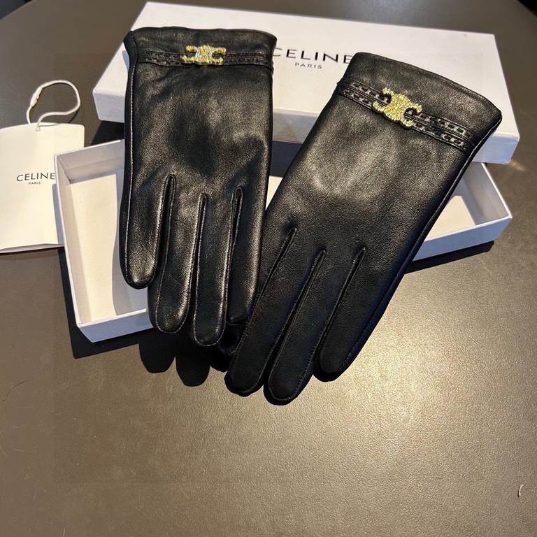 2023 new exclusive first   touch screen gloves CELINE CELINE (original quality) official website synchronization women's new high-grade sheepskin gloves    goddess preferred can not be missed    100 percent selection of 