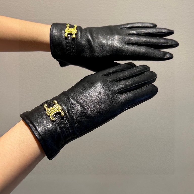 2023 new exclusive first   touch screen gloves CELINE CELINE (original quality) official website synchronization women's new high-grade sheepskin gloves    goddess preferred can not be missed    100 percent selection of 