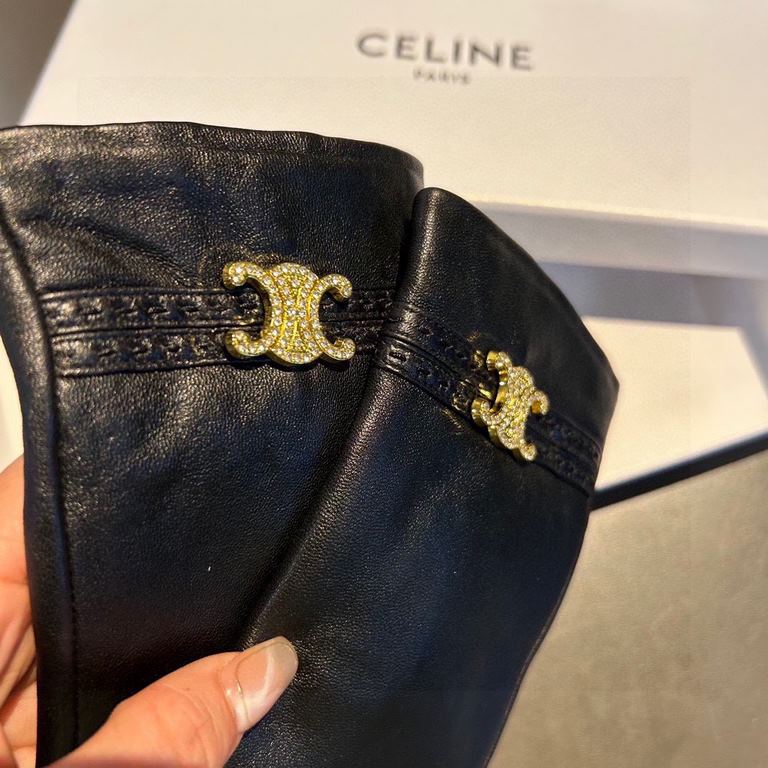 2023 new exclusive first   touch screen gloves CELINE CELINE (original quality) official website synchronization women's new high-grade sheepskin gloves    goddess preferred can not be missed    100 percent selection of 