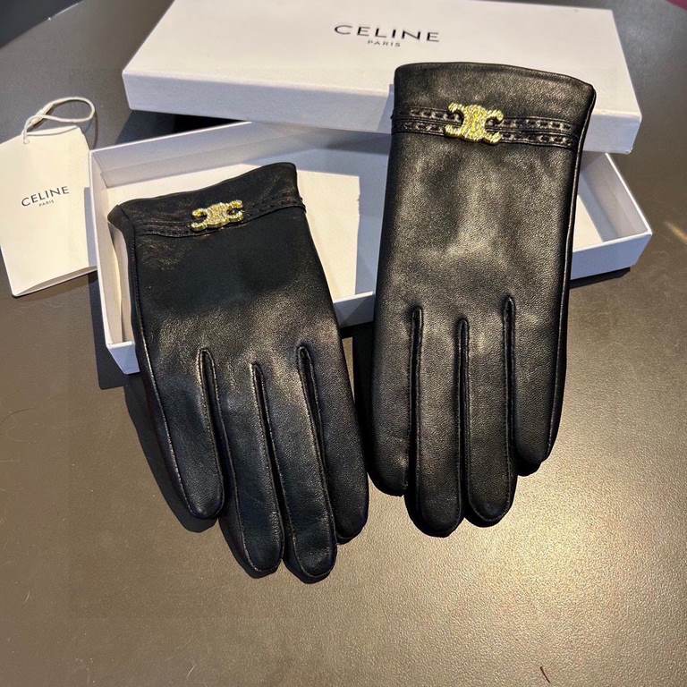 2023 new exclusive first   touch screen gloves CELINE CELINE (original quality) official website synchronization women's new high-grade sheepskin gloves    goddess preferred can not be missed    100 percent selection of 