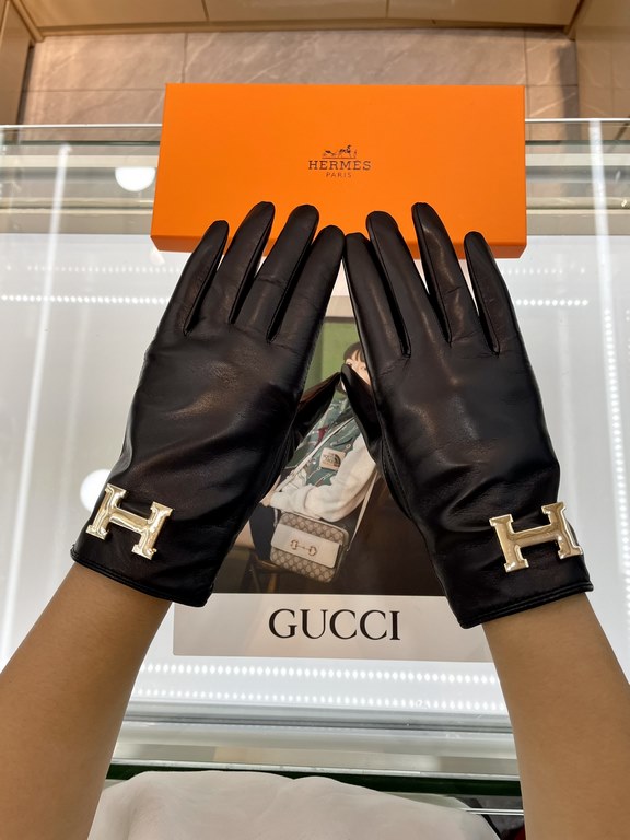 new exclusive first Hermes touch screen women's gloves [original quality] official website synchronization Ms. new imported sheepskin gloves    goddess preferred can not be missed    hundred percent selection of imported