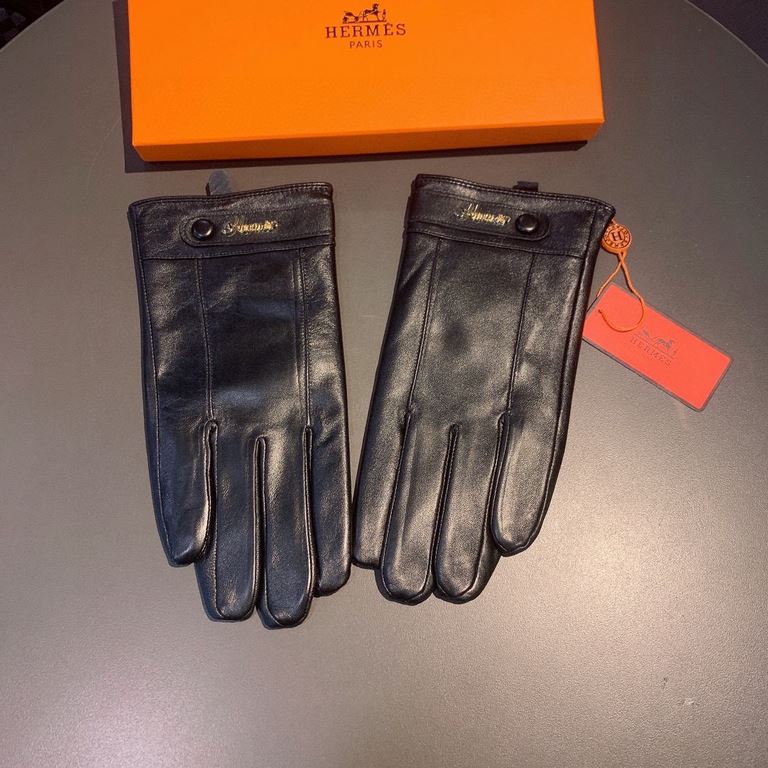 2022  Hermes HERMES men's gloves, exclusive customized, imported first-class sheepskin lining! Luxurious and generous, any age   can manage! With box    divided into two yardage, XL, XXL transfer picture must sell oh!