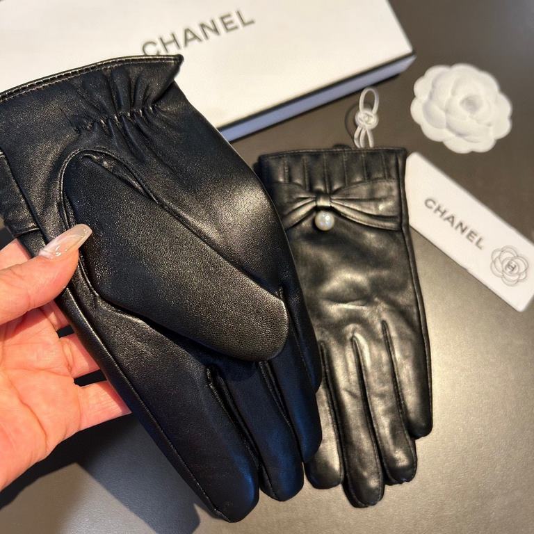 2023     new exclusive first  double C touch screen gloves Chanel Chanel [original quality] official synchronization Ms. new high-grade sheepskin gloves    goddess preferred can not be missed     hundred percent of the s