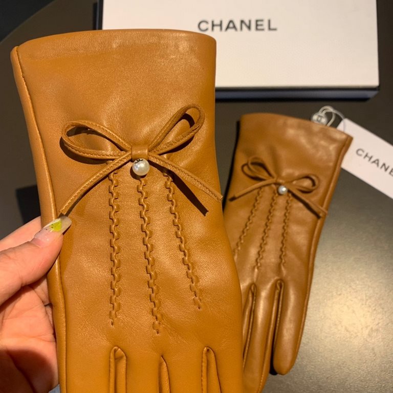 With box2022 new exclusive first  touch screen gloves Chanel Chanel [original quality] official website synchronization women's new high-grade sheepskin gloves    goddess preferred can not be missed    hundred percent se