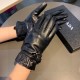 2023 new exclusive first  touch screen gloves Prada wave flower   edge gloves [original quality] official website synchronization Ms. new high-grade sheepskin gloves    goddesses preferred can not be missed        100 pe