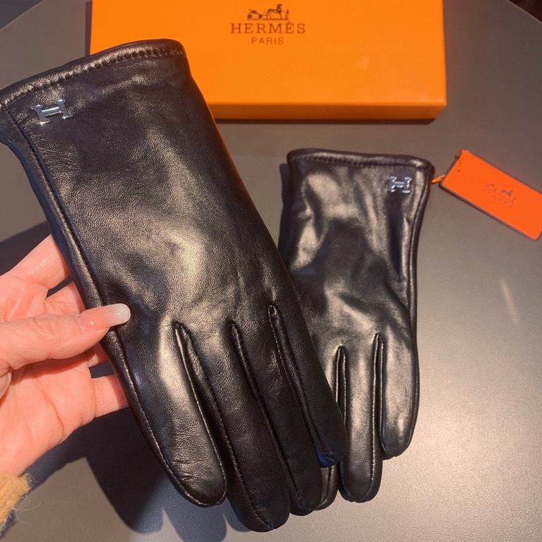 2022 new exclusive first  touch screen gloves Hermes (original quality) official website synchronization women's new high-grade sheepskin gloves    goddesses set of the United States of America preferred must have can no