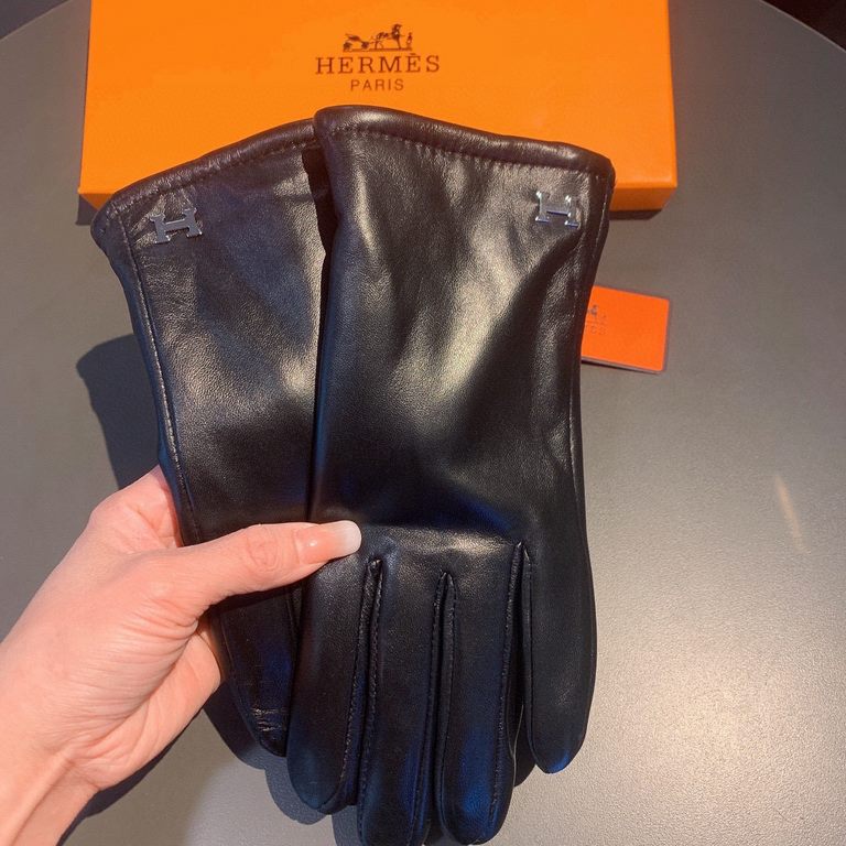 2022 new exclusive first  touch screen gloves Hermes (original quality) official website synchronization women's new high-grade sheepskin gloves    goddesses set of the United States of America preferred must have can no