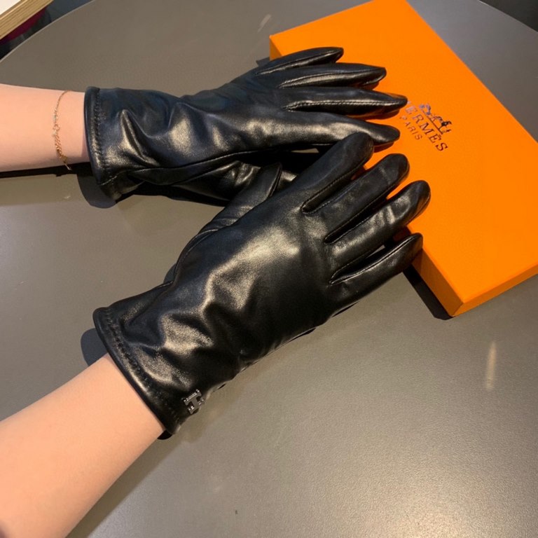 2022 new exclusive first  touch screen gloves Hermes (original quality) official website synchronization women's new high-grade sheepskin gloves    goddesses set of the United States of America preferred must have can no