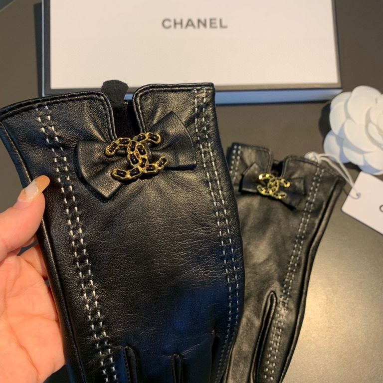 With box2022 new exclusive first  touch screen gloves Chanel Chanel [original quality] official website synchronization women's new high-grade sheepskin gloves    goddess preferred can not be missed    hundred percent se